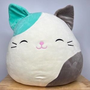 Squishmallow Kellytoy Cat Large 16 Inch Blair The Mint and Grey Cat Plush RARE